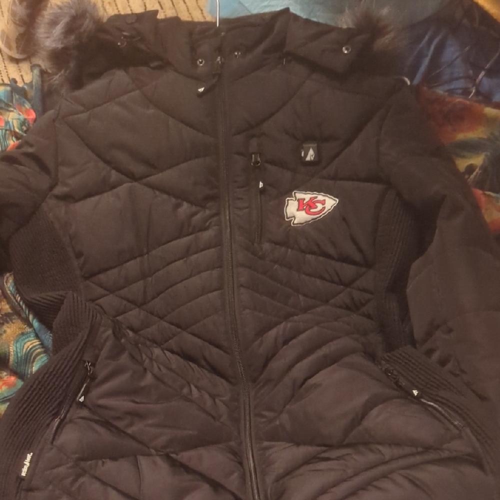 Women's Black Quilted Jacket with Fur Hood